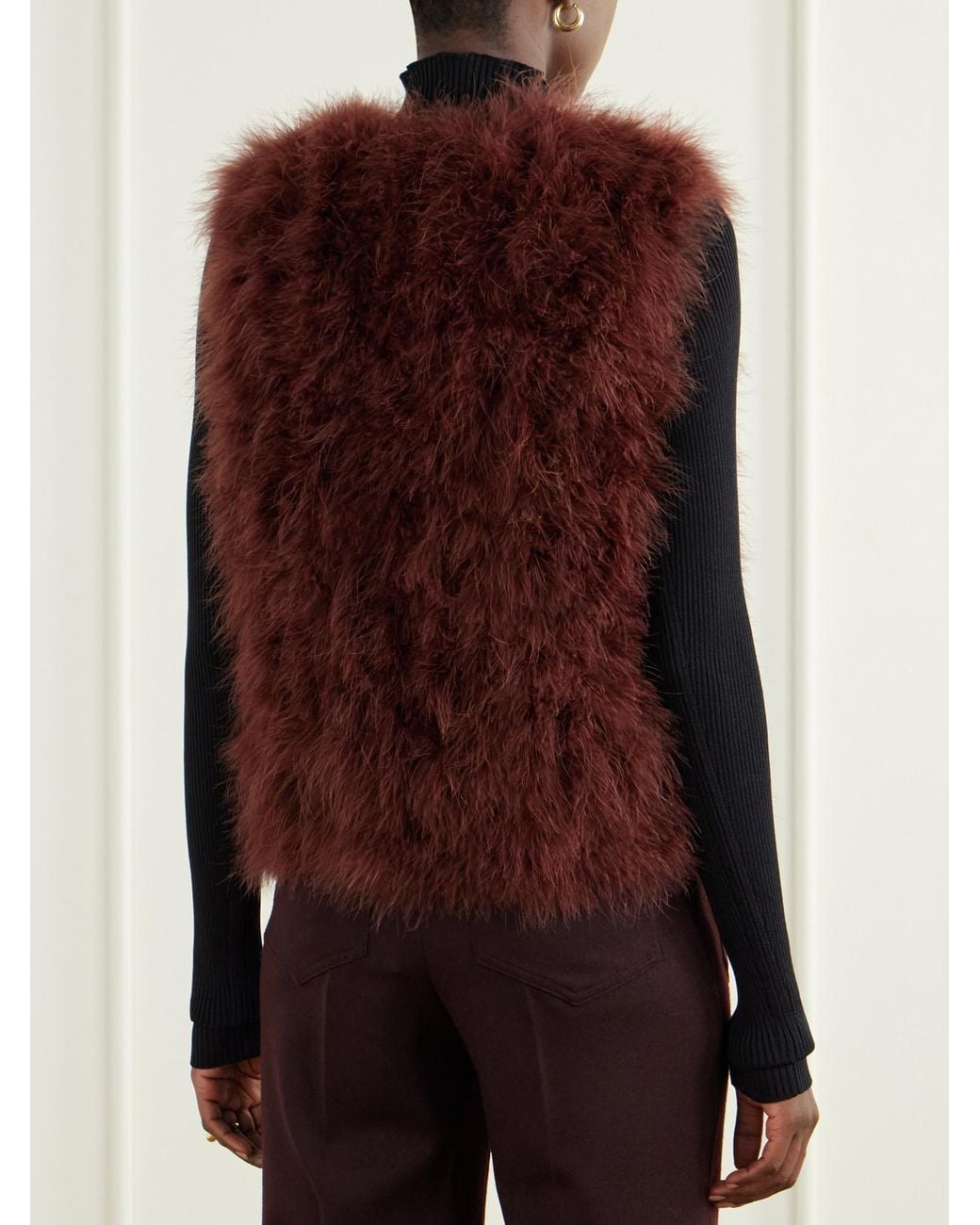 Yves Salomon Purple Feather-Embellished Silk Vest
