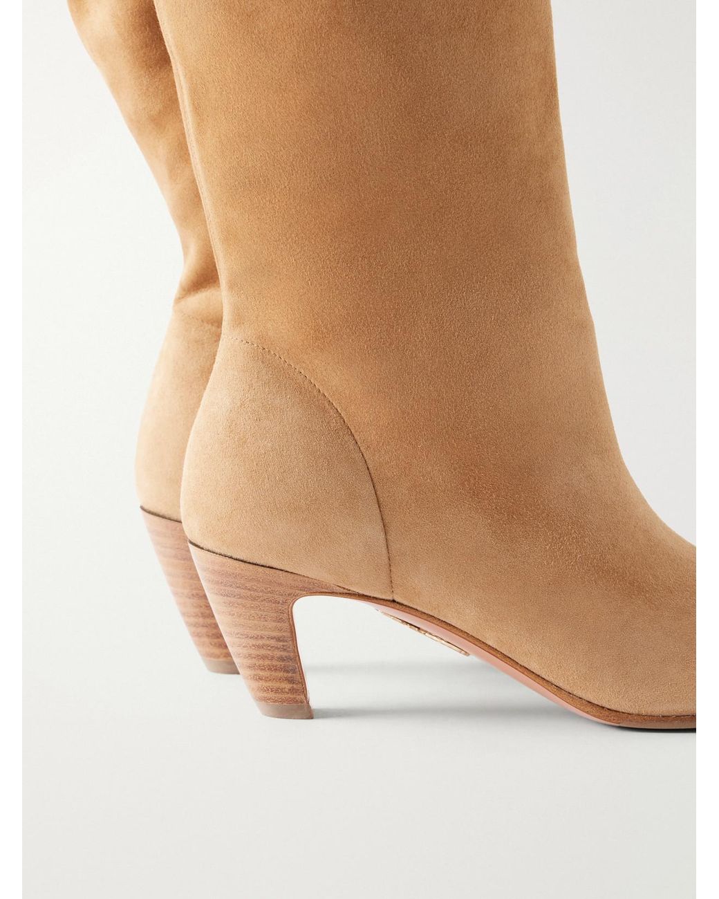 Aquazzura White Slouchy 50 Suede Ankle Boots