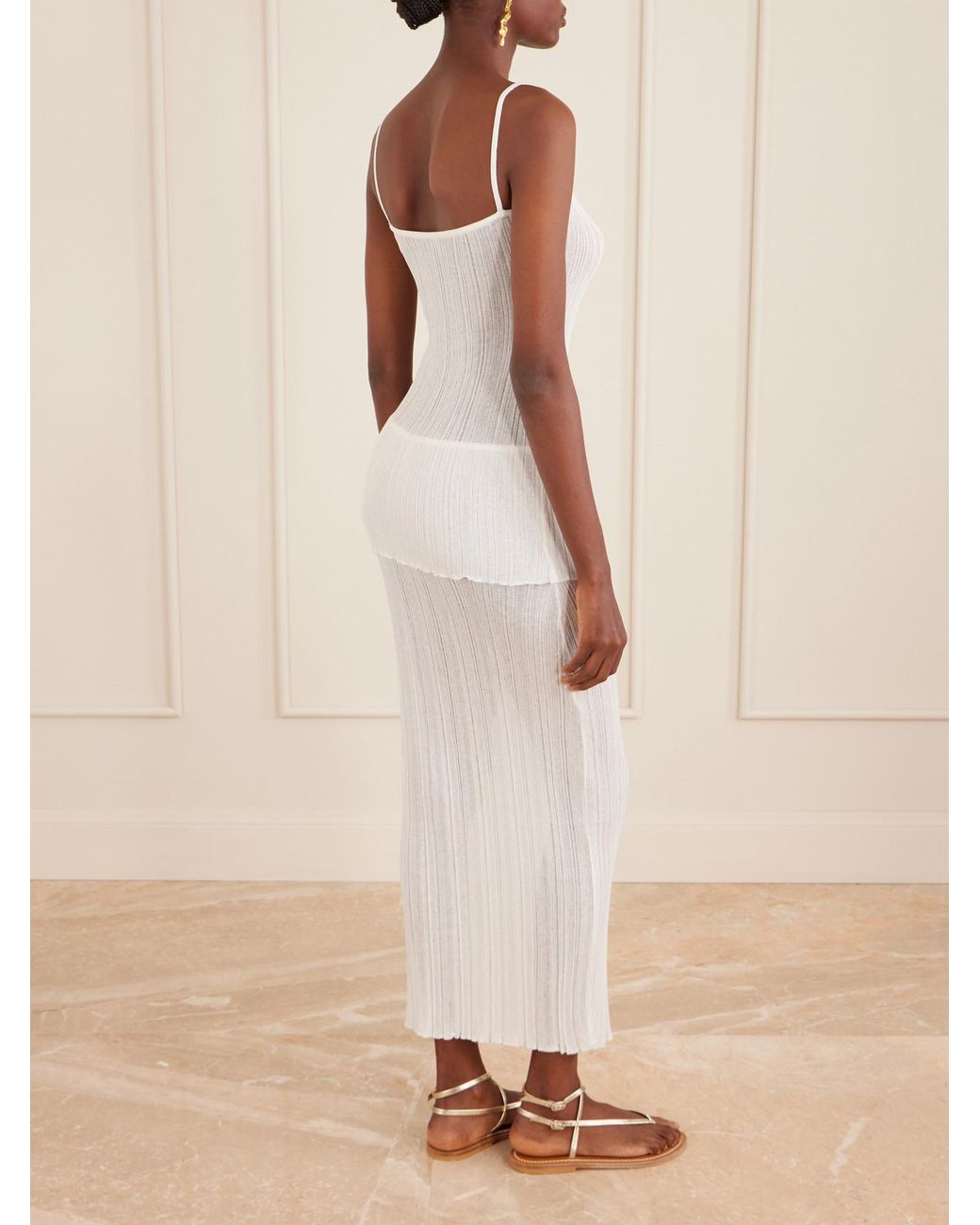Haight White Ivana Ribbed-Knit Top