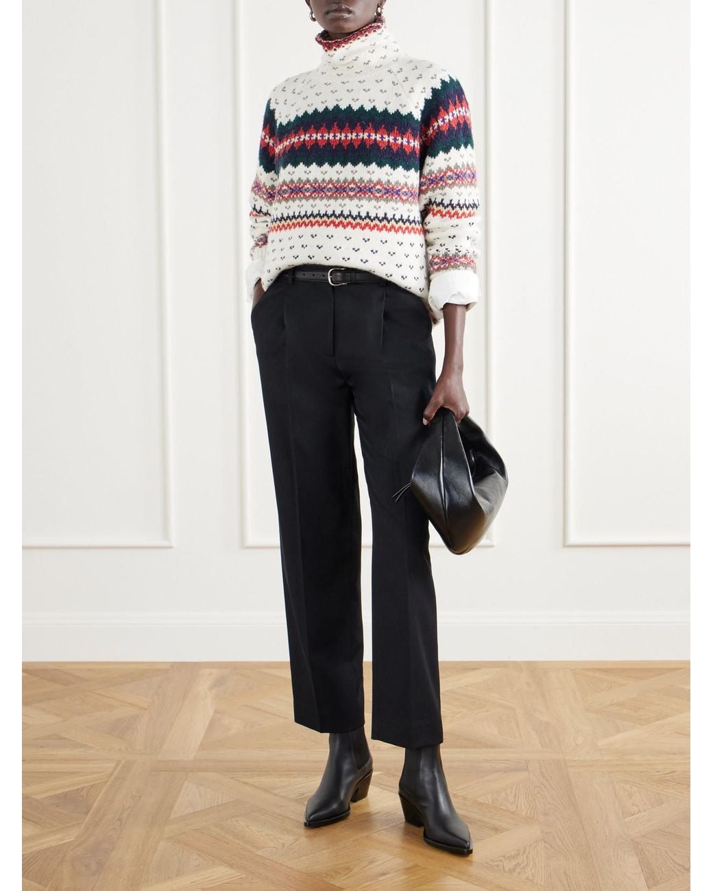 Polo Ralph Lauren Gray Fair Isle Intarsia-Knit Cotton And Wool-Blend Turtleneck Sweater