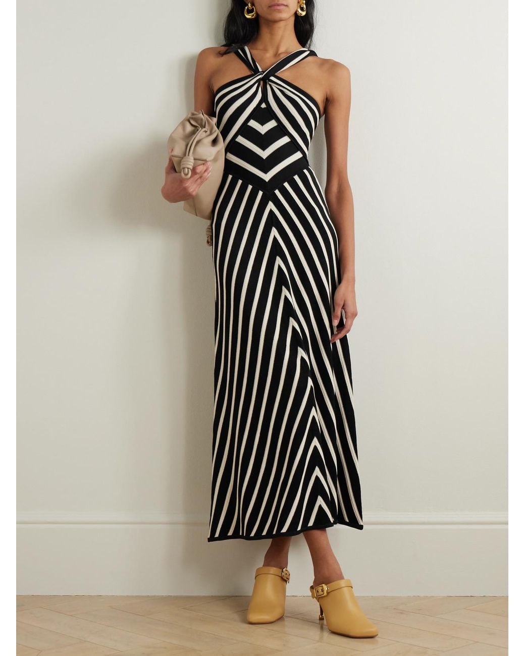 Zimmermann Illuminate Striped Knitted Midi Dress in White | Lyst