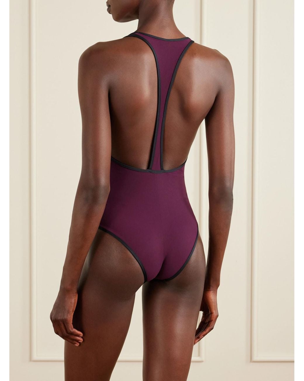 Kiki de Montparnasse Purple Two-Tone Piped Swimsuit