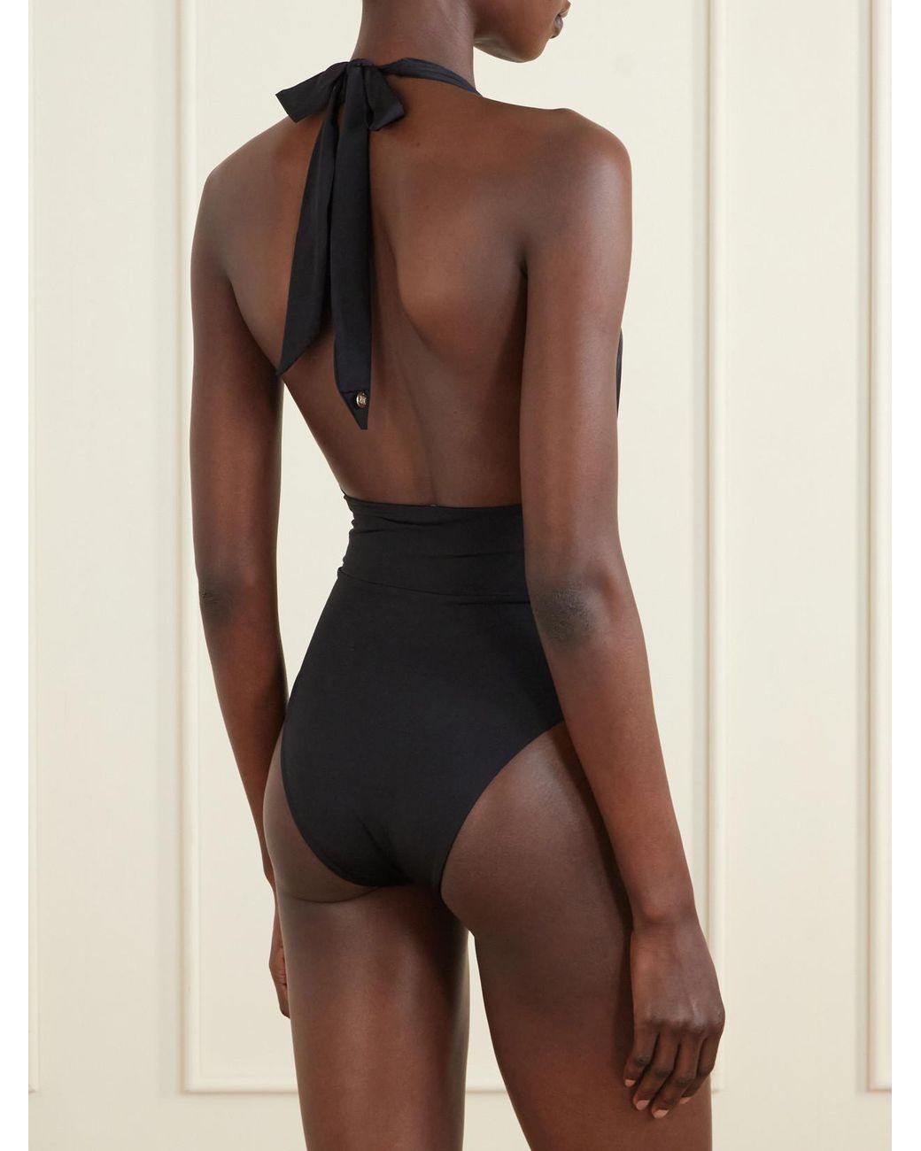 Max Mara Black Beachwear Halterneck Swimsuit