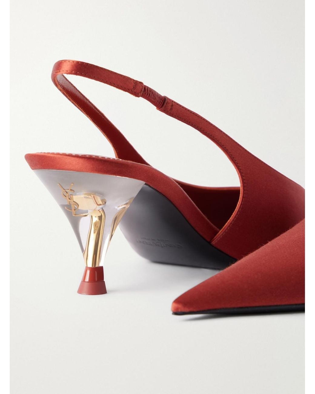 Saint Laurent Pink Fanny 55 Crepe-Satin Slingback Pumps