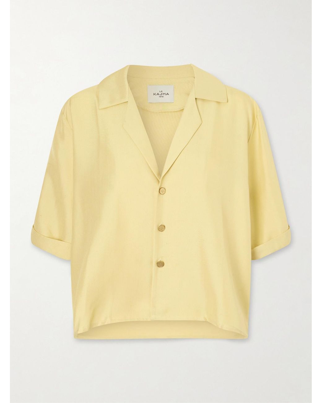 LeKasha Yellow Abnus Cropped Silk Shirt