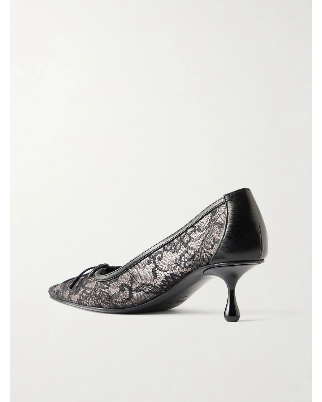 Jimmy Choo Black Scarlett 50 Leather-Trimmed Lace Pumps