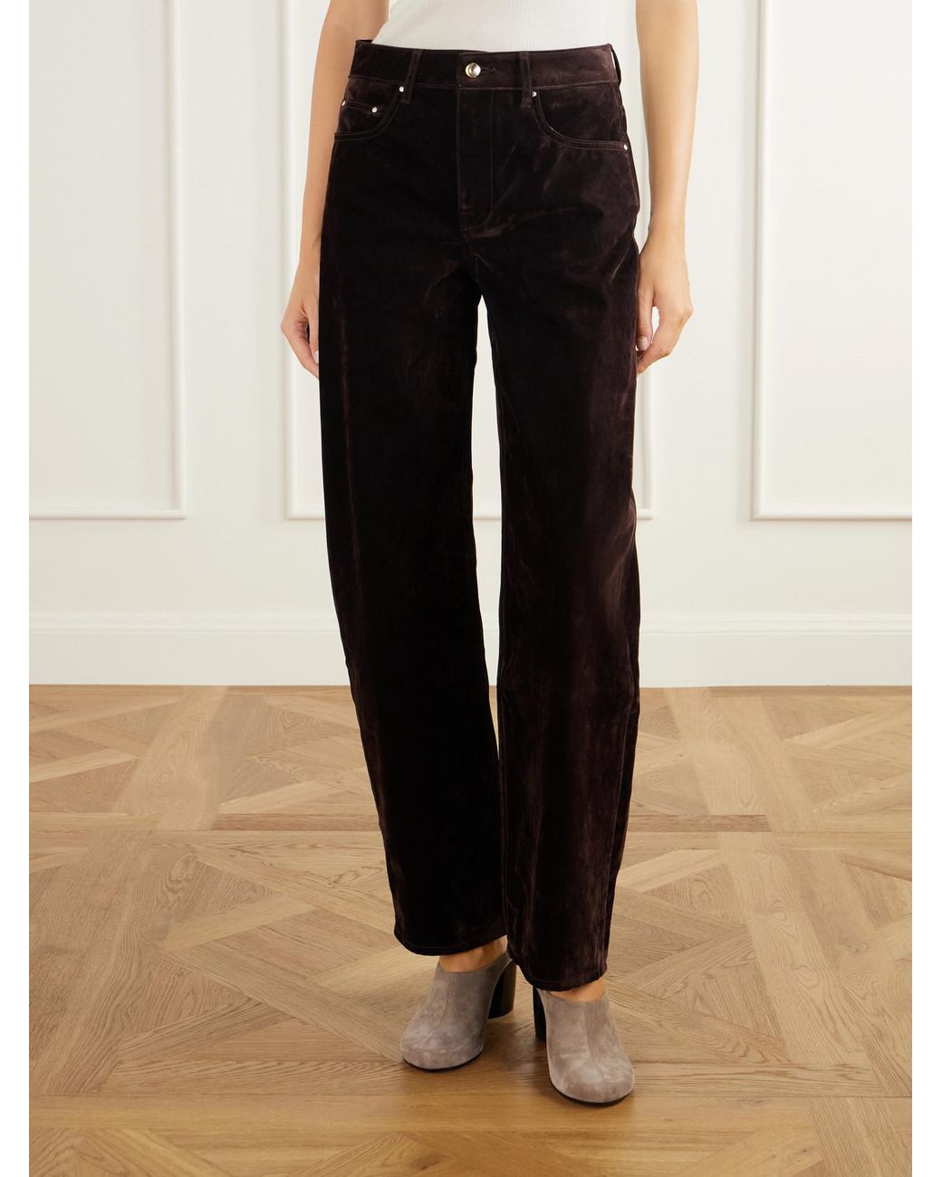 OSSOU Black Rider Cotton-Blend Velvet Low-Rise Wide-Leg Jeans