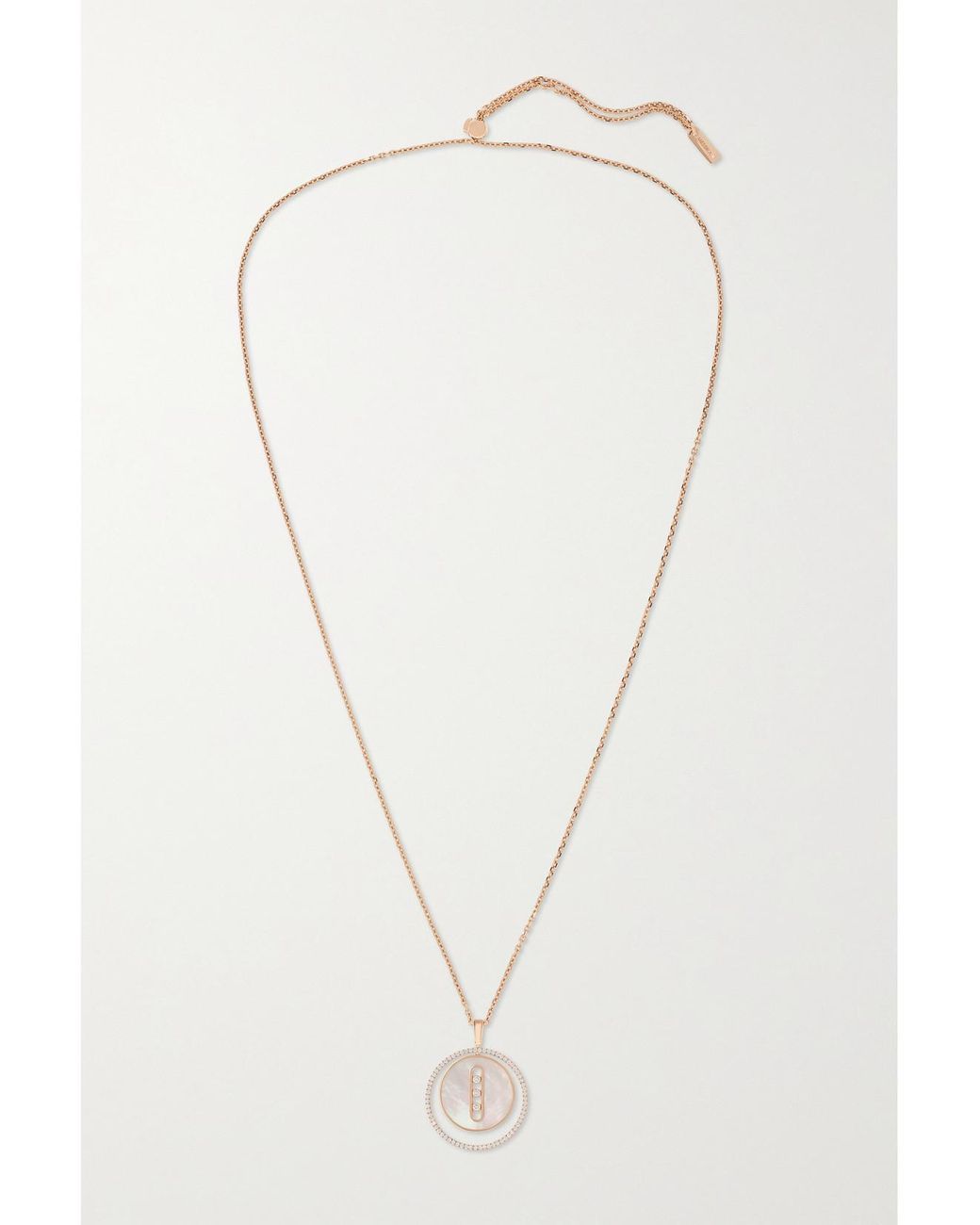 Messika Natural Lucky Move 18-Karat Rose, Mother-Of-Pearl And Diamond Necklace