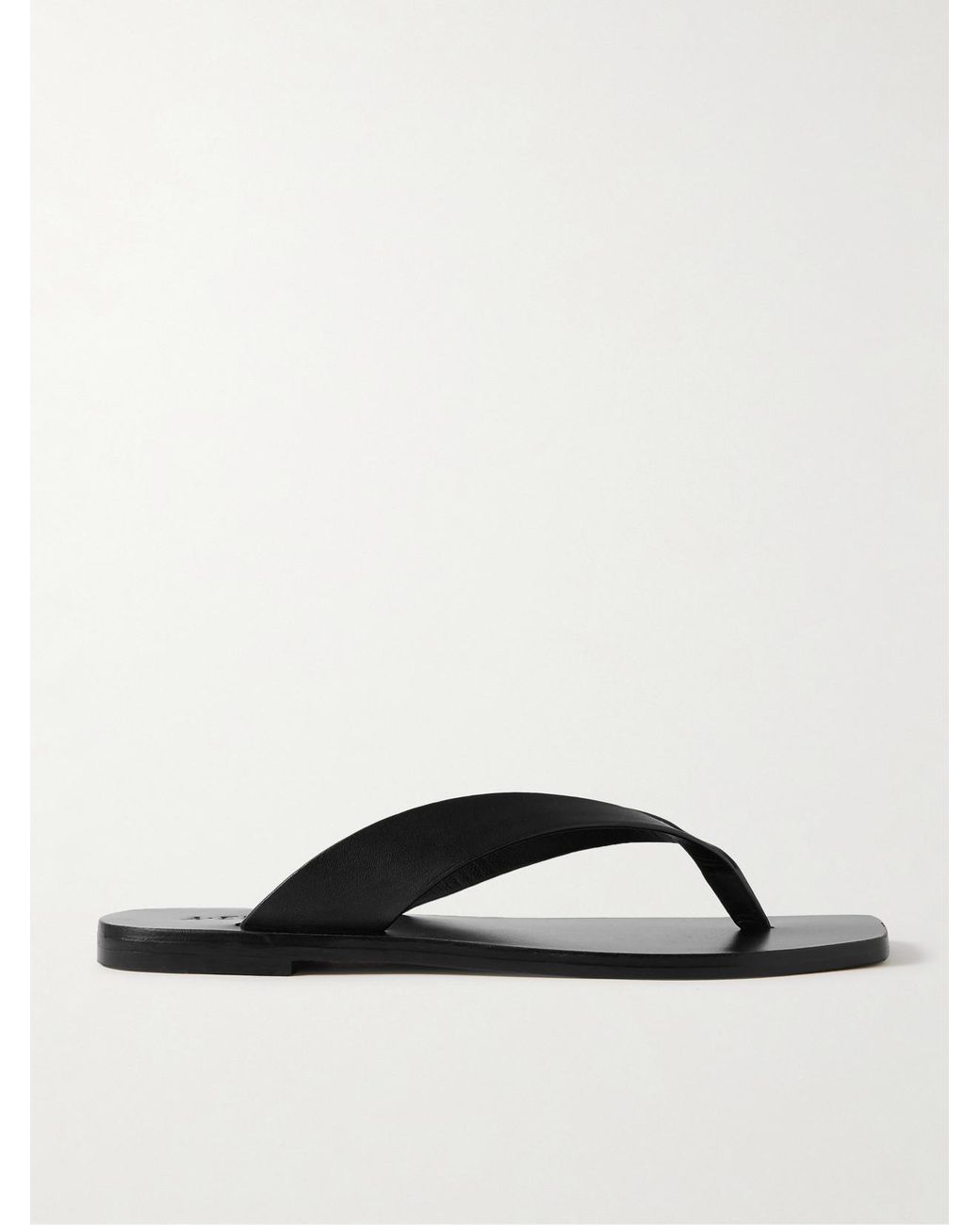 A.Emery Black Kinto Leather Flip Flops