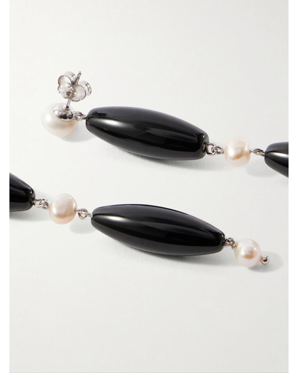 Le Sundial Natural Nives Onyx, Mother-Of-Pearl Sterling Earrings