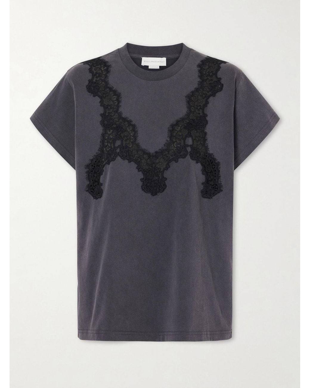 Stella McCartney Black Lace-Trimmed Cotton-Jersey T-Shirt