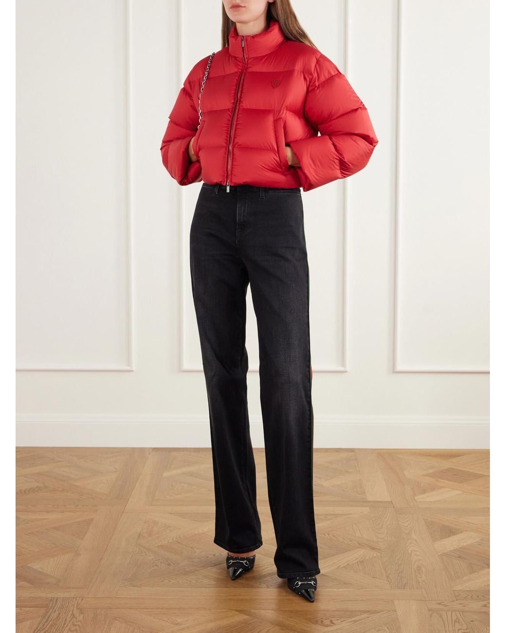 Gucci Red Cropped Shell Down Jacket