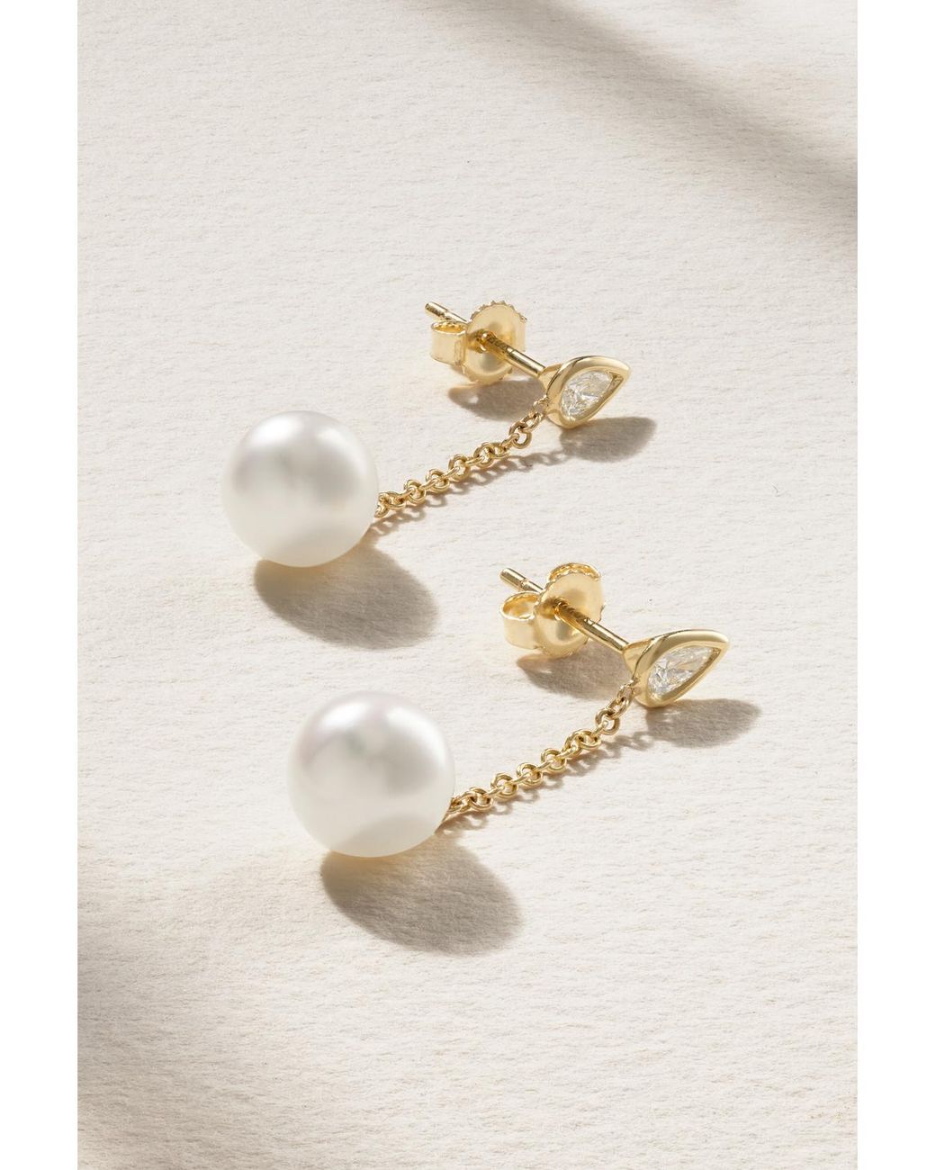 Mizuki Natural 14-Karat, Pearl And Diamond Earrings