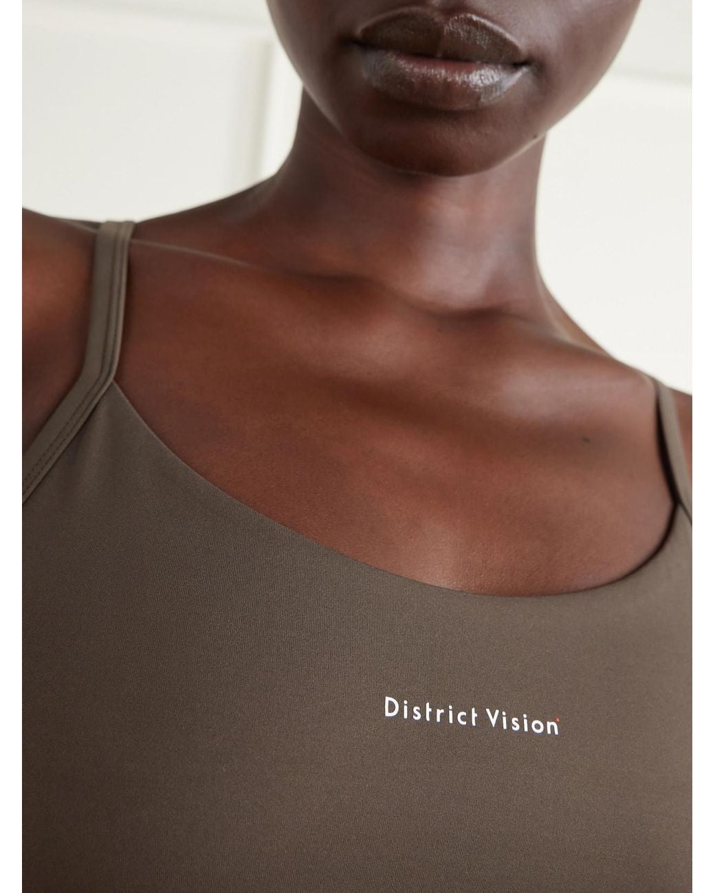 District Vision Gray Logo-Appliquéd Jersey Light-Support Sports Bra