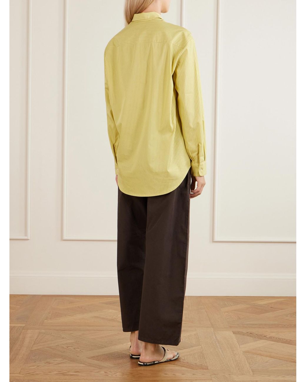 Leset Yellow Yoshi Striped Cotton And Lyocell-Blend Poplin Shirt