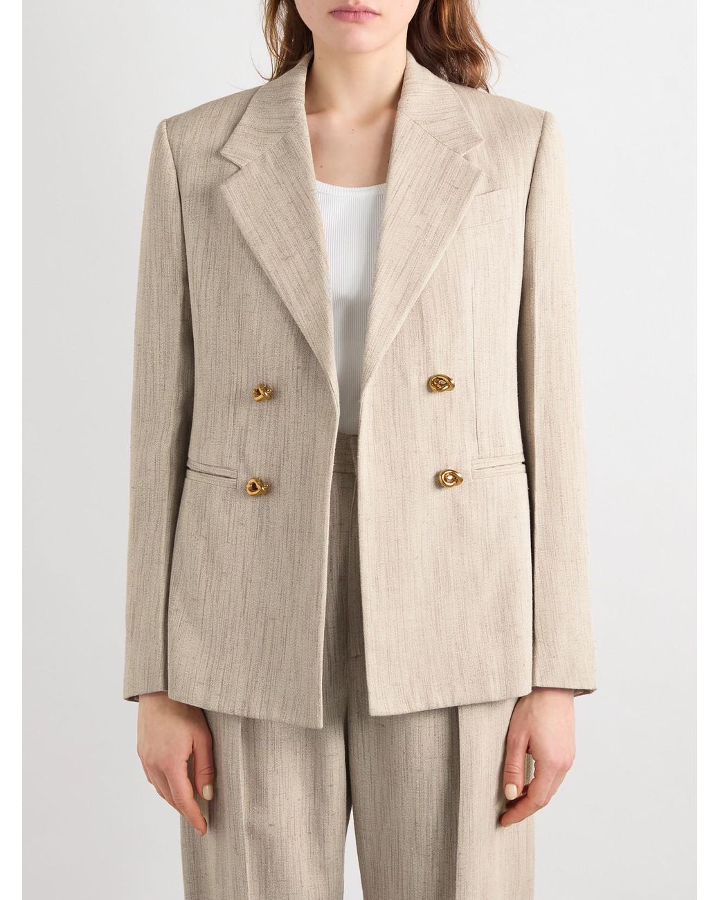 Bottega Veneta Natural Embellished Canvas Jacket
