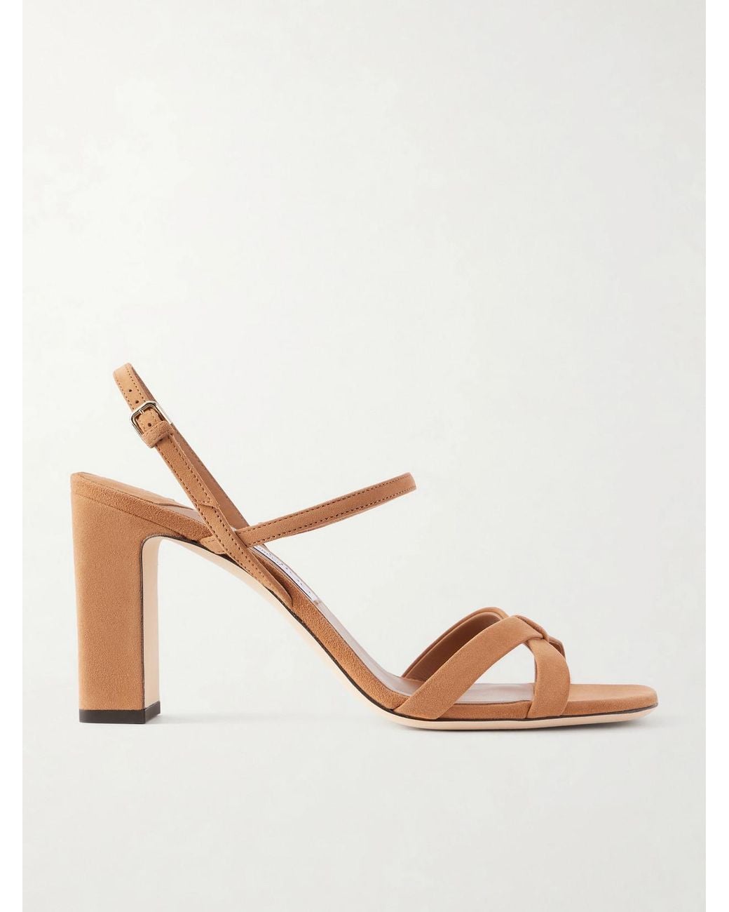 Jimmy Choo Natural Elsy 85 Suede Sandals