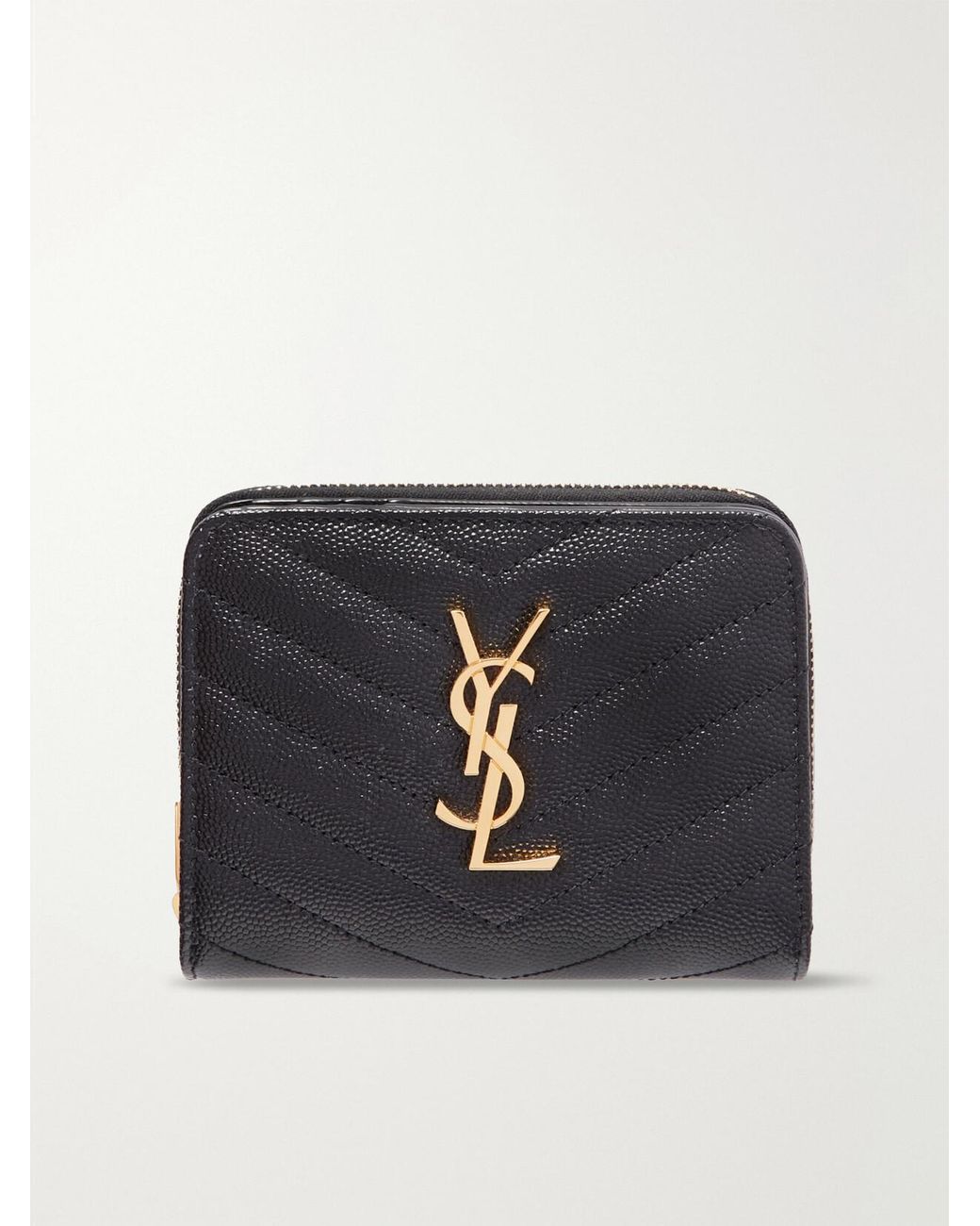 Saint Laurent Black Monogramme Quilted Textured-Leather Wallet