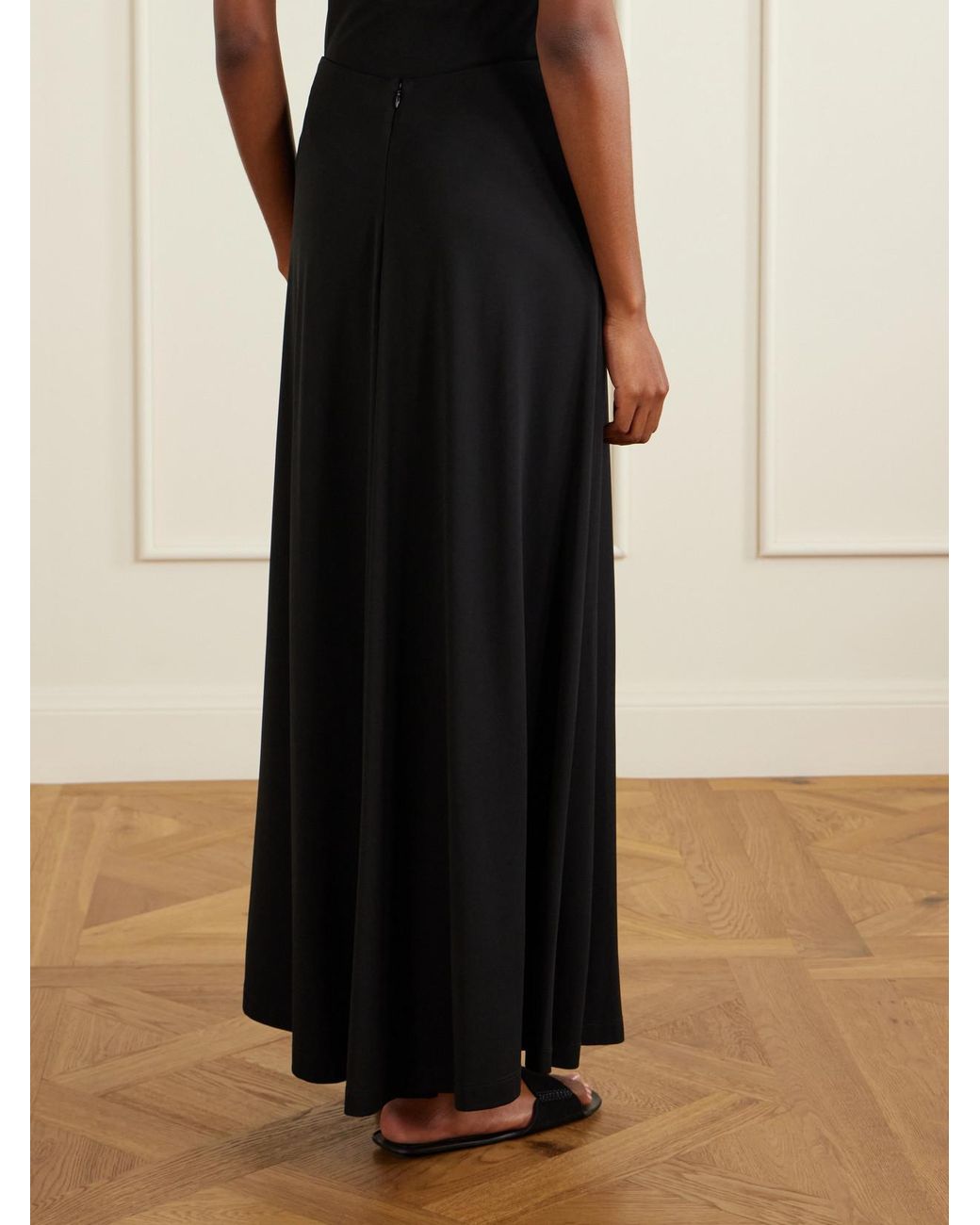 Totême  Black Draped Jersey Maxi Skirt