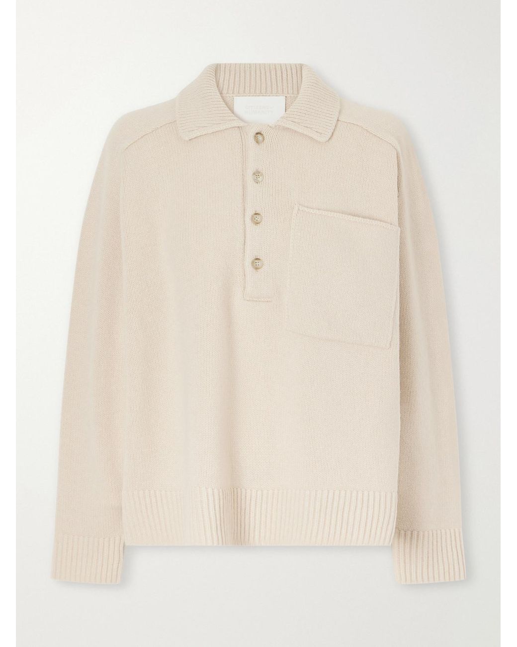 Citizens of Humanity Natural Agatha Wool And Cashmere-Blend Polo Sweater