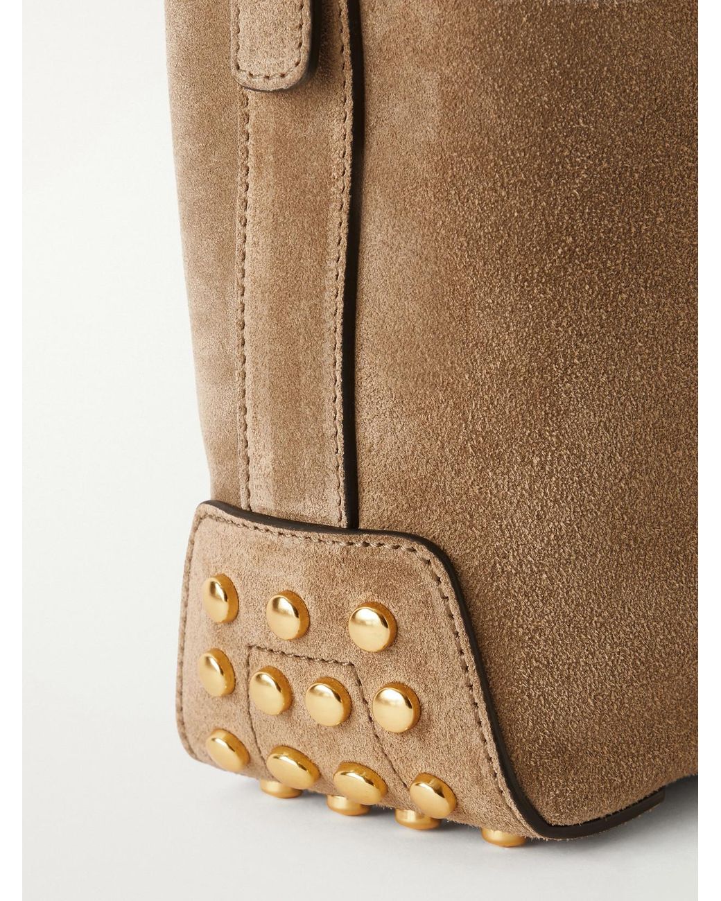 Tod's Natural Sacca Mini Suede Shoulder Bag
