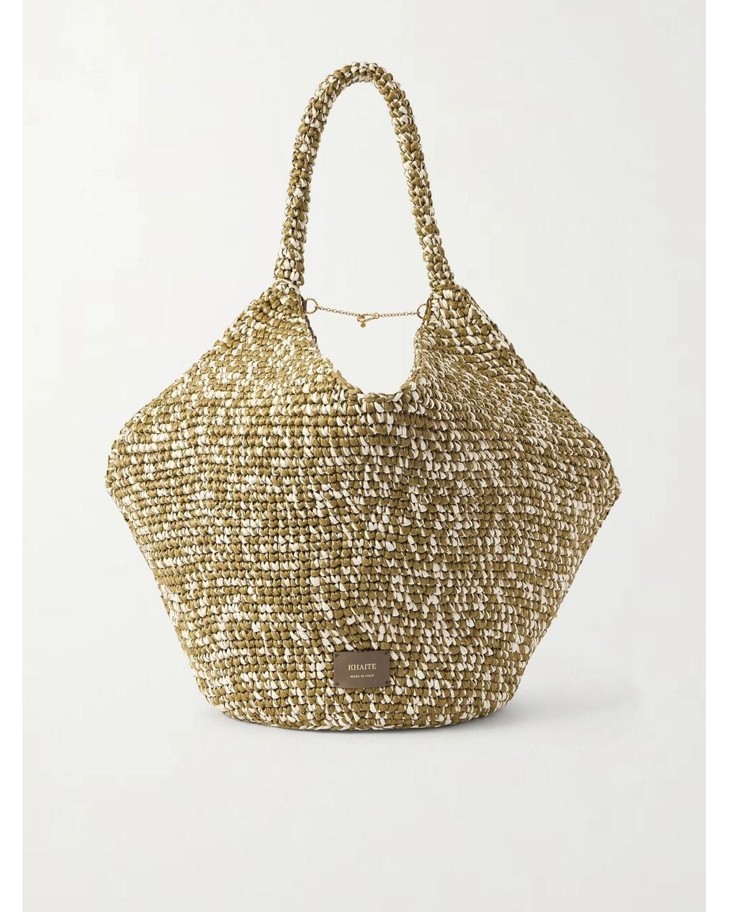 Khaite Metallic Lotus Medium Two-Tone Woven Tote