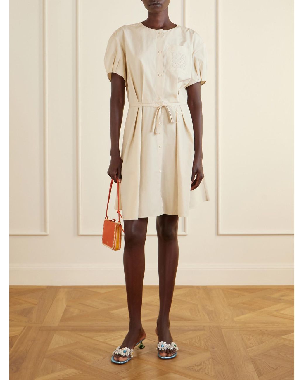Loewe Red Paula's Ibiza Rio Raffia-Trimmed Leather Shoulder Bag