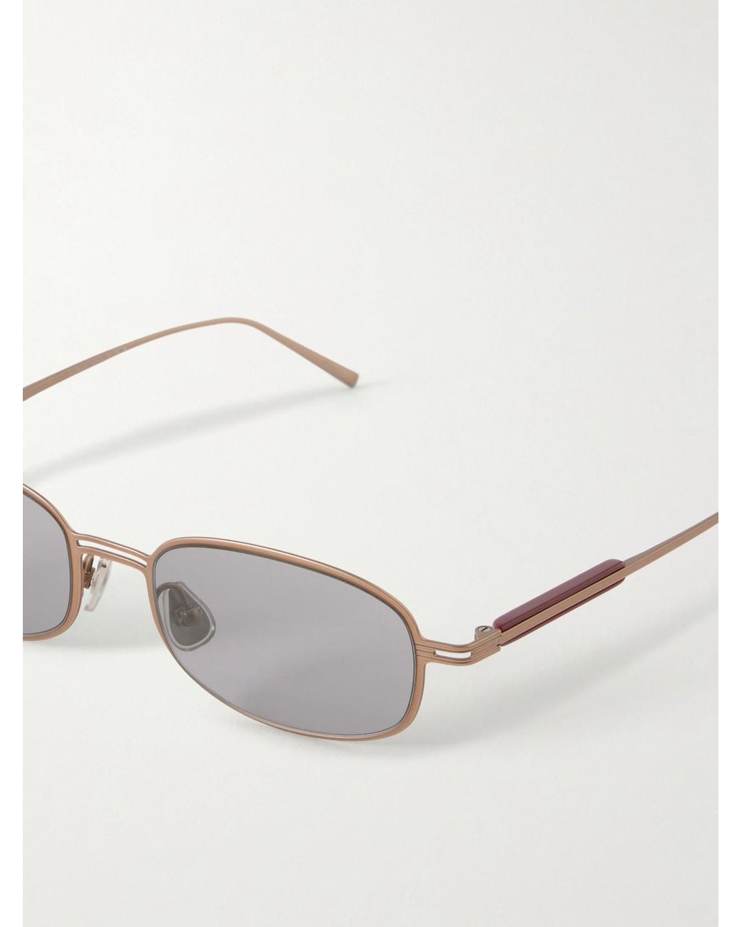 Brunello Cucinelli Metallic Square-Frame Titanium Sunglasses