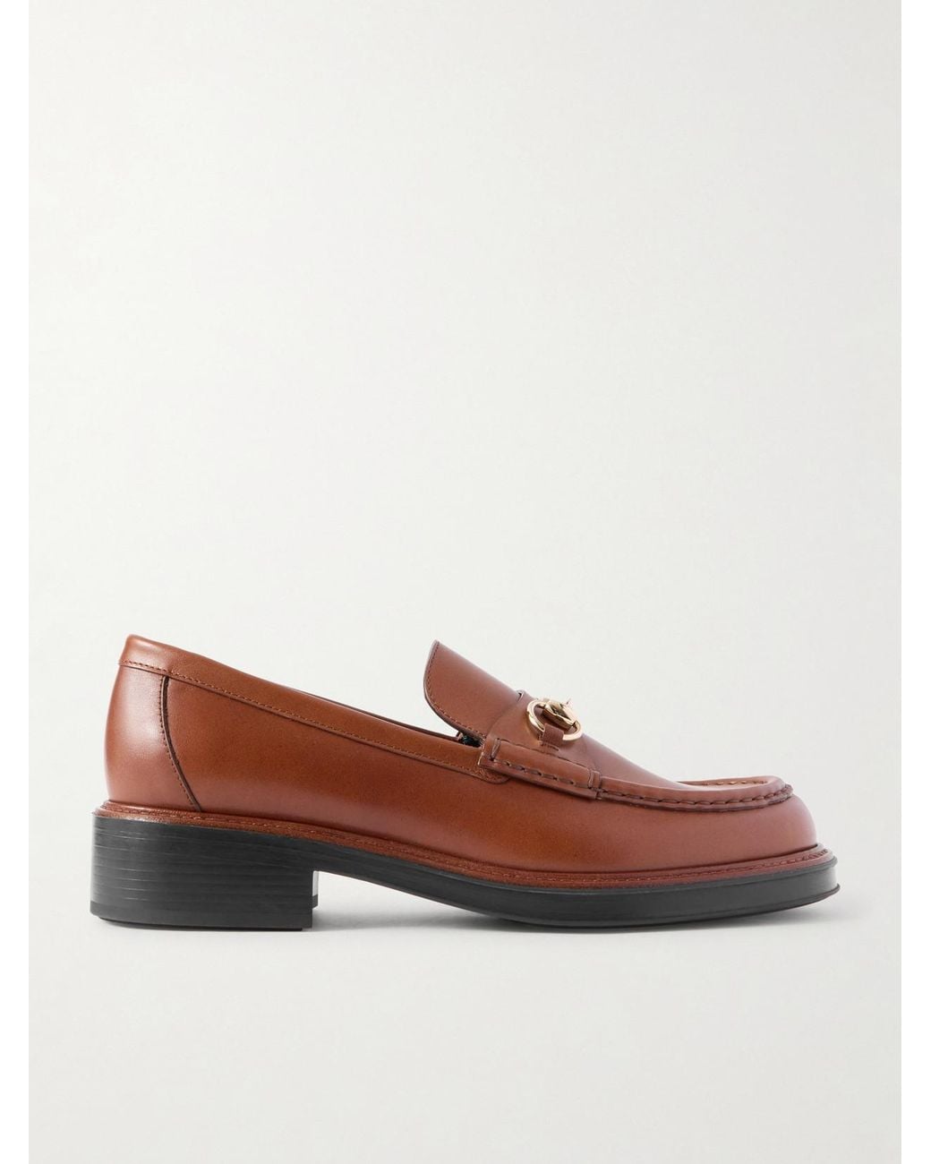 Gucci Brown Horsebit-Detailed Leather Loafers
