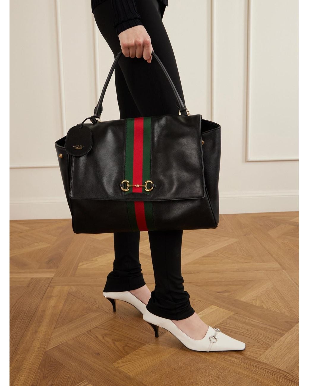 Gucci Black Paparazzo Large Leather Shoulder Bag