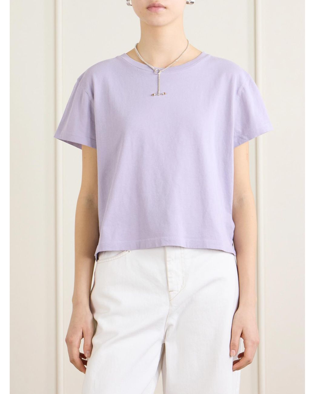 Agolde Purple Adine Cropped Organic Cotton-Jersey T-Shirt