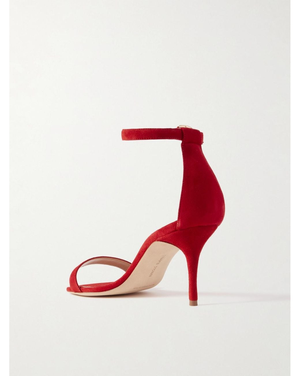 Manolo Blahnik Red Chaos 70 Suede Sandals