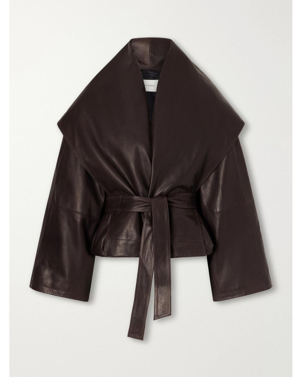 Magda Butrym Black Cropped Belted Leather Jacket
