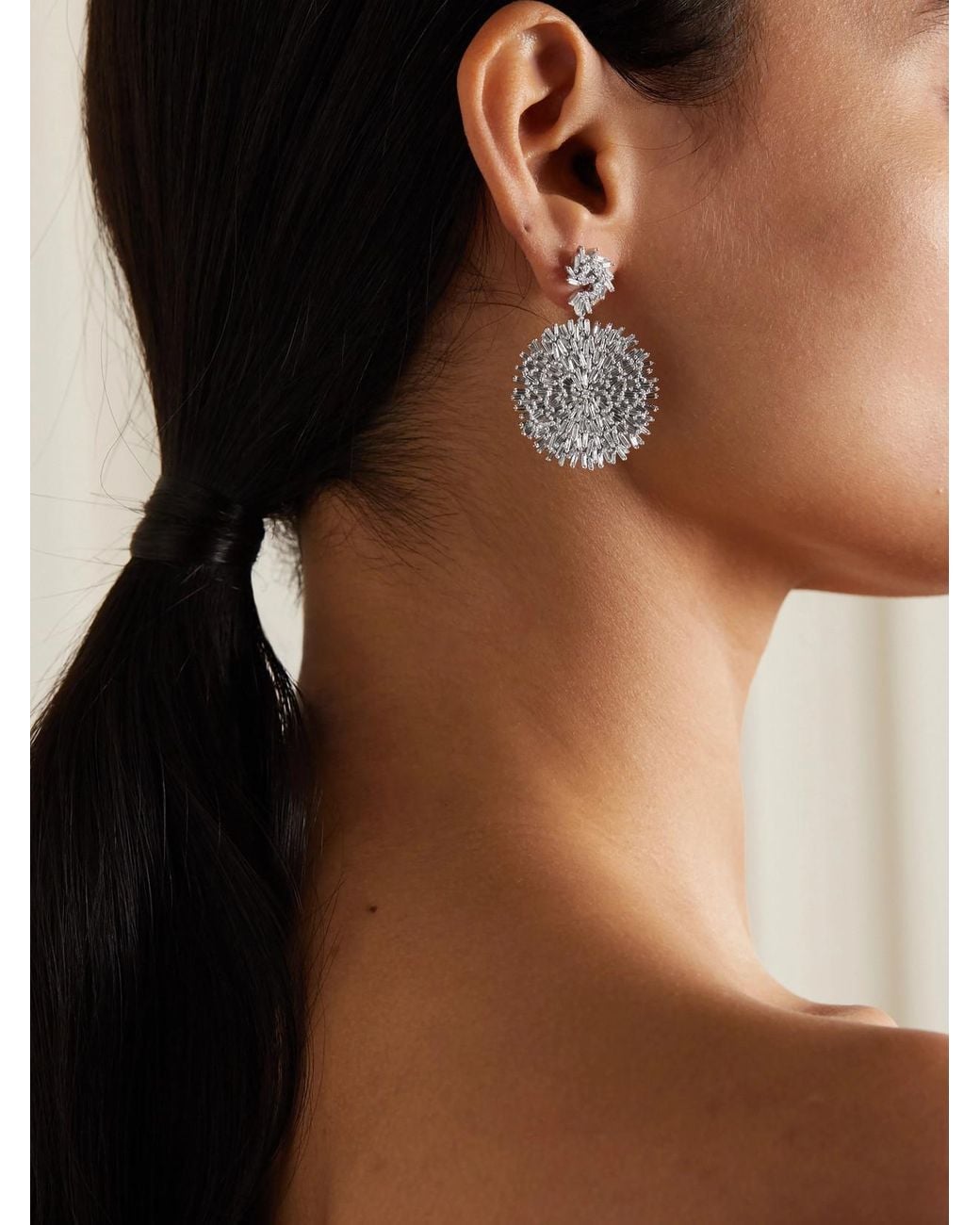 Suzanne Kalan White 18-Karat Diamond Earrings