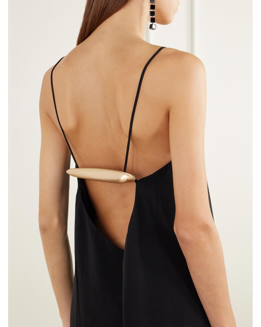 Cult Gaia Black Kera Drop-Tail Silk-Crepe Mini Dress