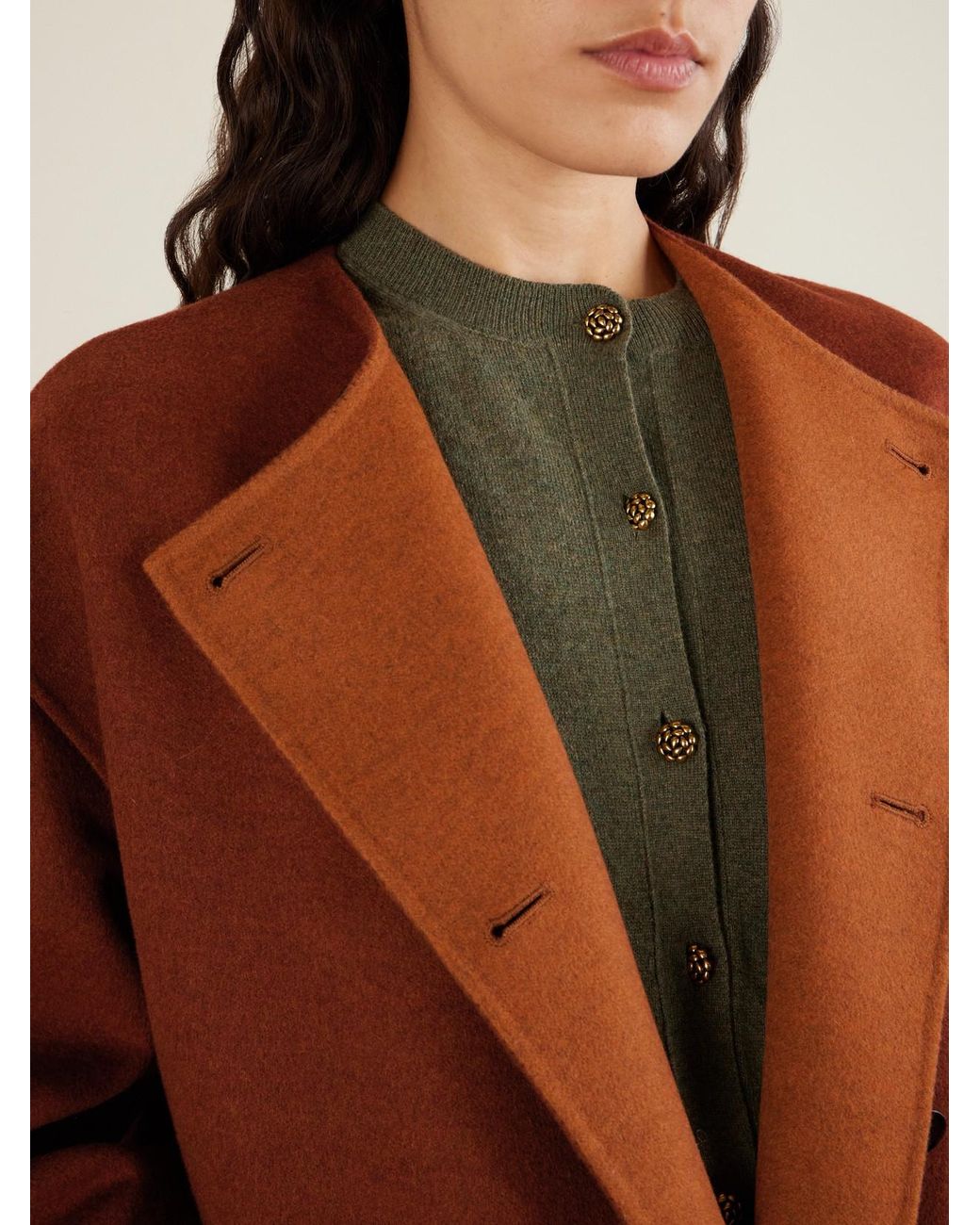 Loro Piana Brown Boris Double-Breasted Cashmere Coat