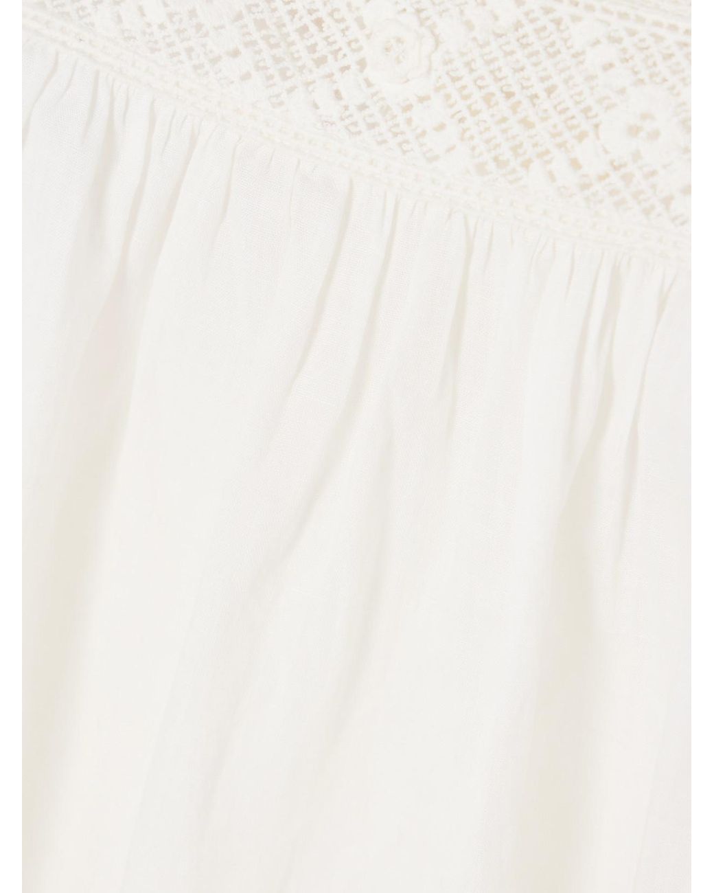 Doen White Almadia Crochet-Knit Trimmed Ramie Mini Dress