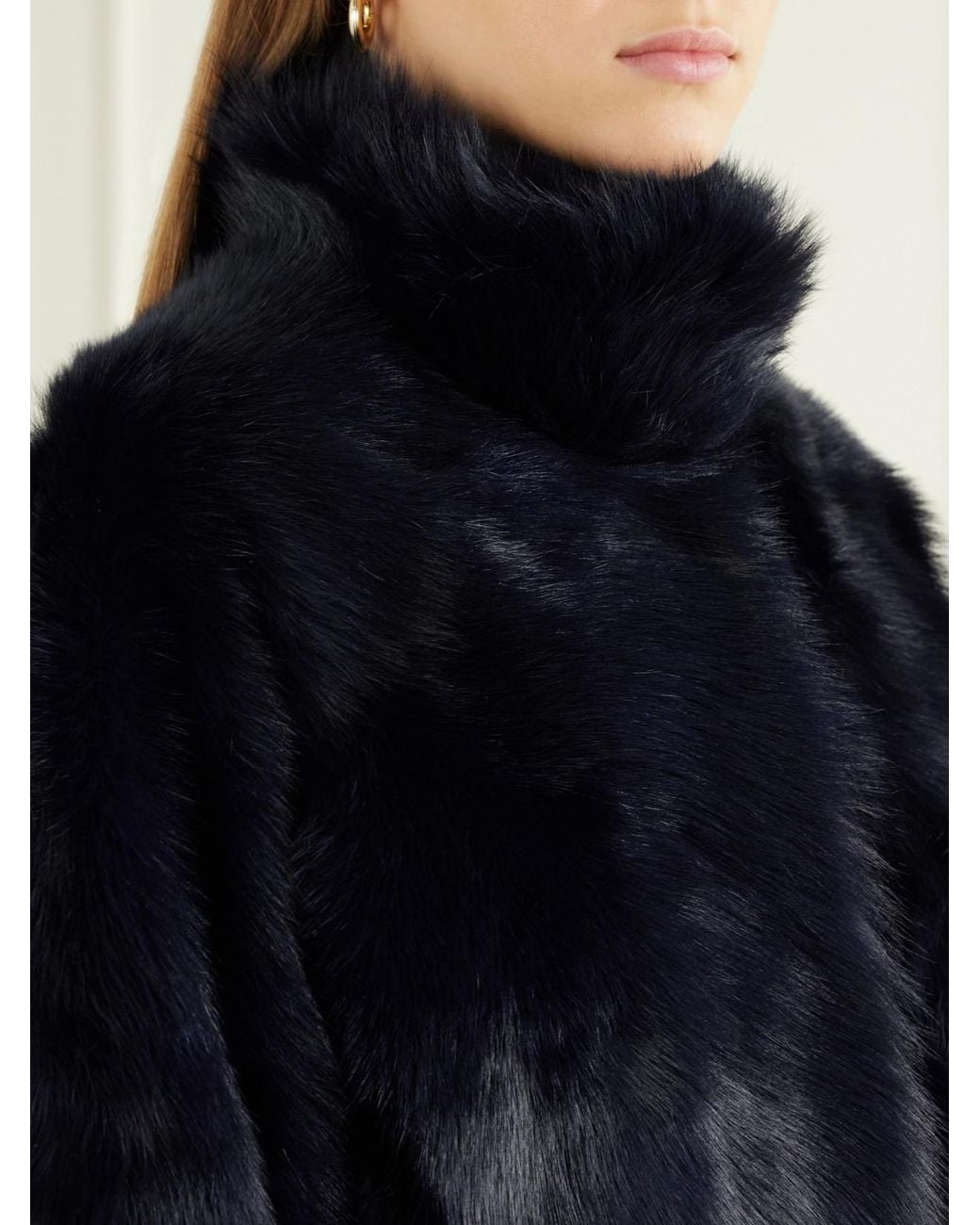 Nour Hammour Blue Cameron Cropped Shearling Jacket