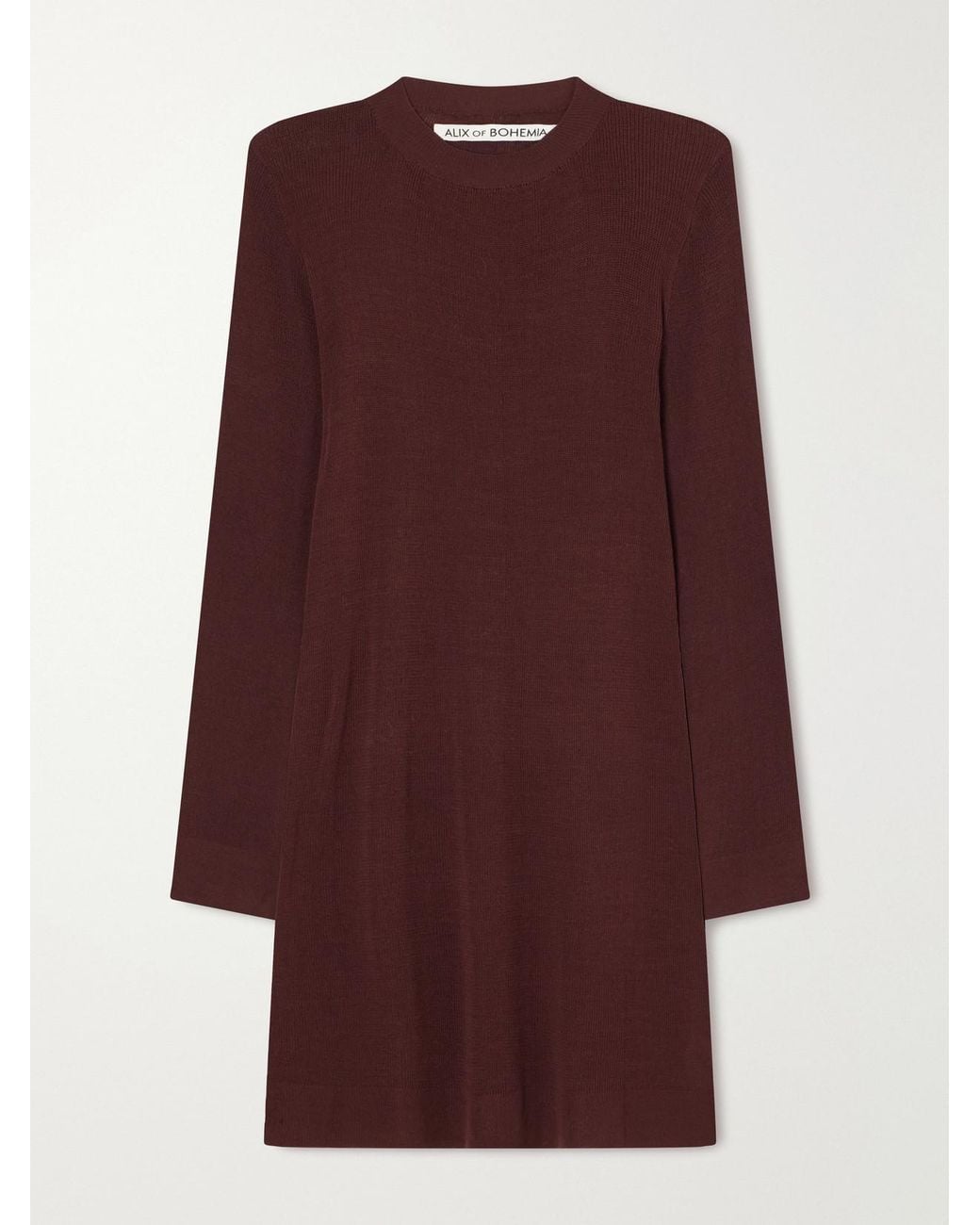 Alix Of Bohemia Purple Romy Rib-Trimmed Knitted Mini Dress