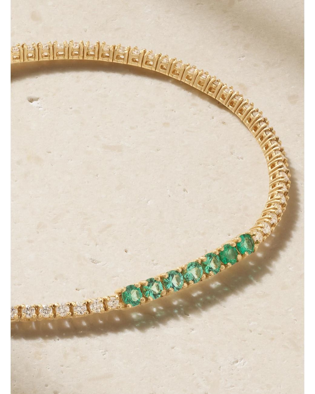 Jennifer Meyer Natural 18-Karat, Diamond And Emerald Tennis Bracelet
