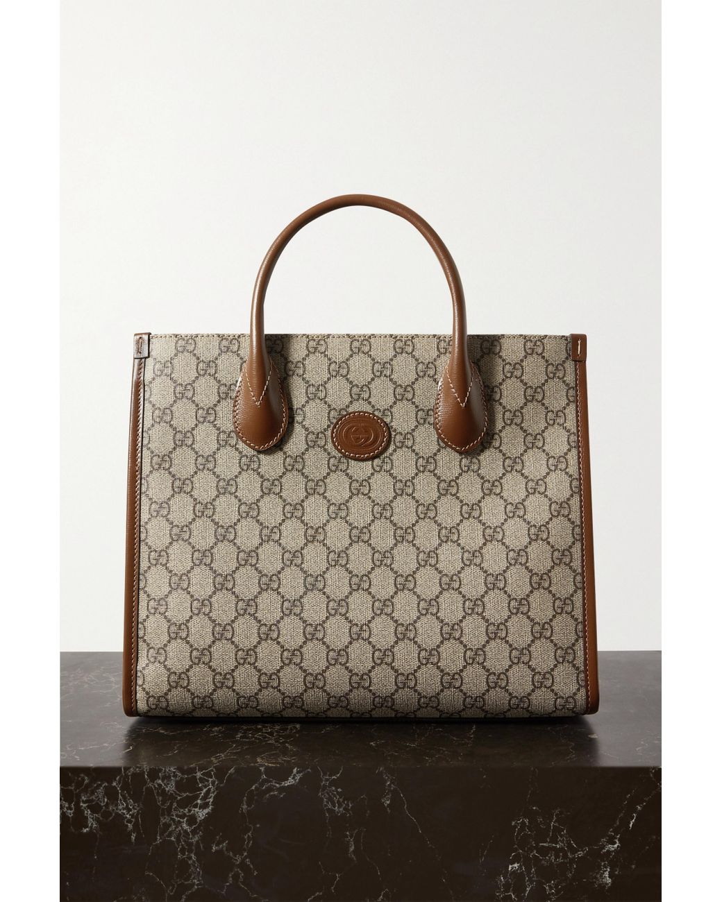 gucci large brown logo tote