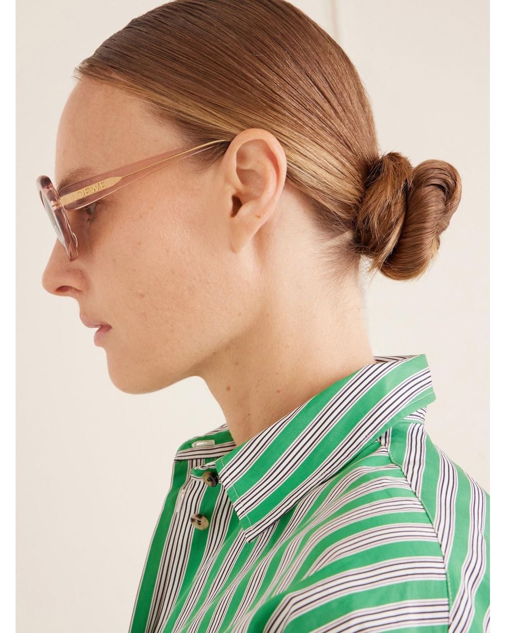Loewe Natural Oval Slim Oval-Frame Acetate Sunglasses