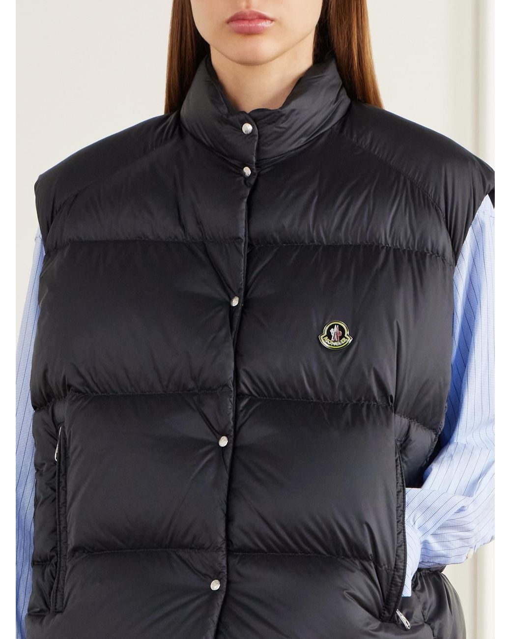 Moncler Blue Logo-Appliquéd Quilted Shell Down Vest