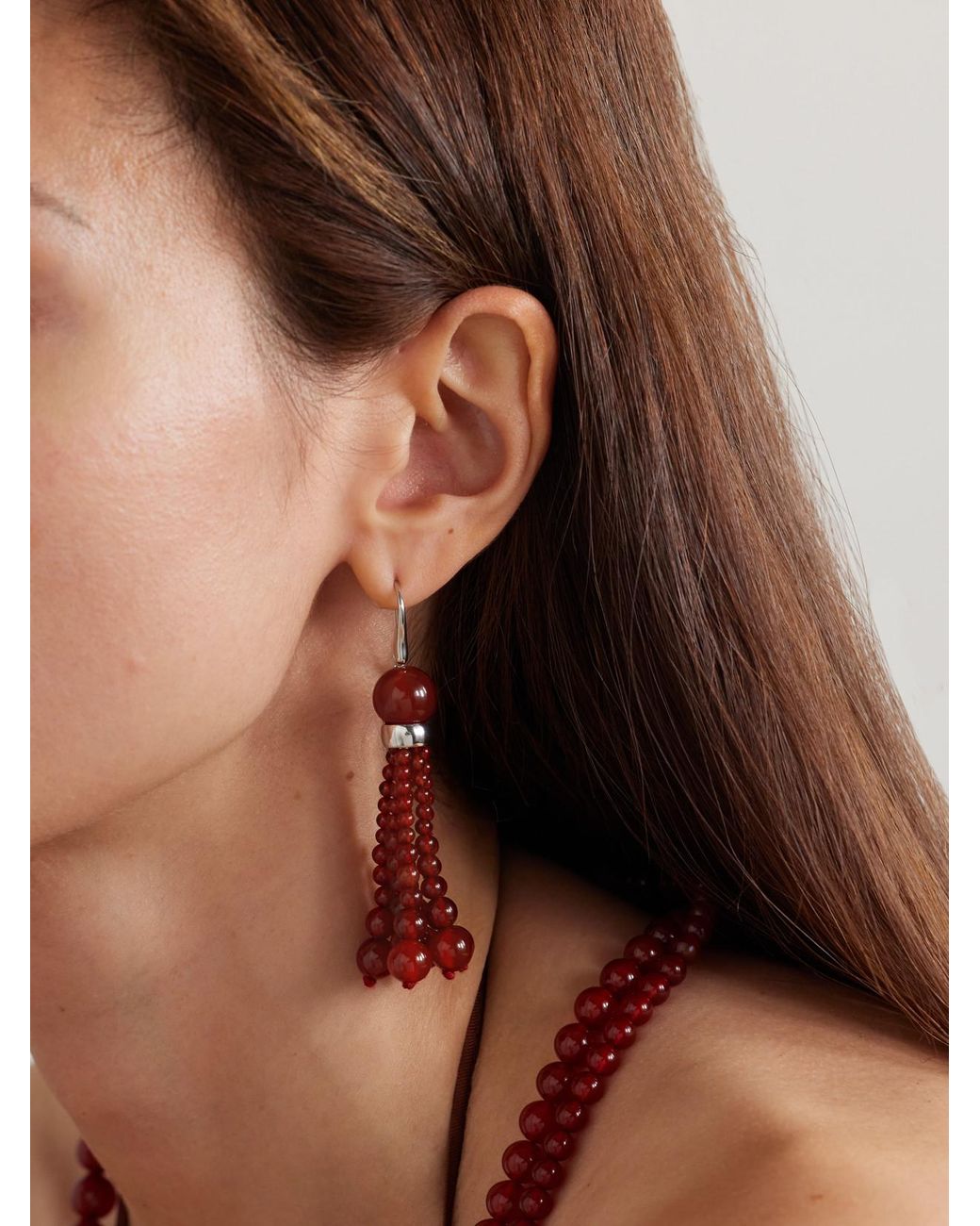 Le Sundial Red Venice Opera Tasselled Carnelian Earrings