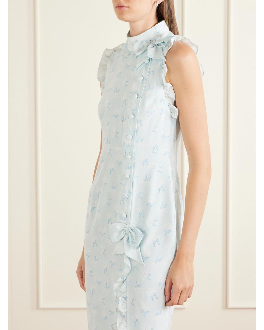 Alessandra Rich White Printed Silk Midi Dress