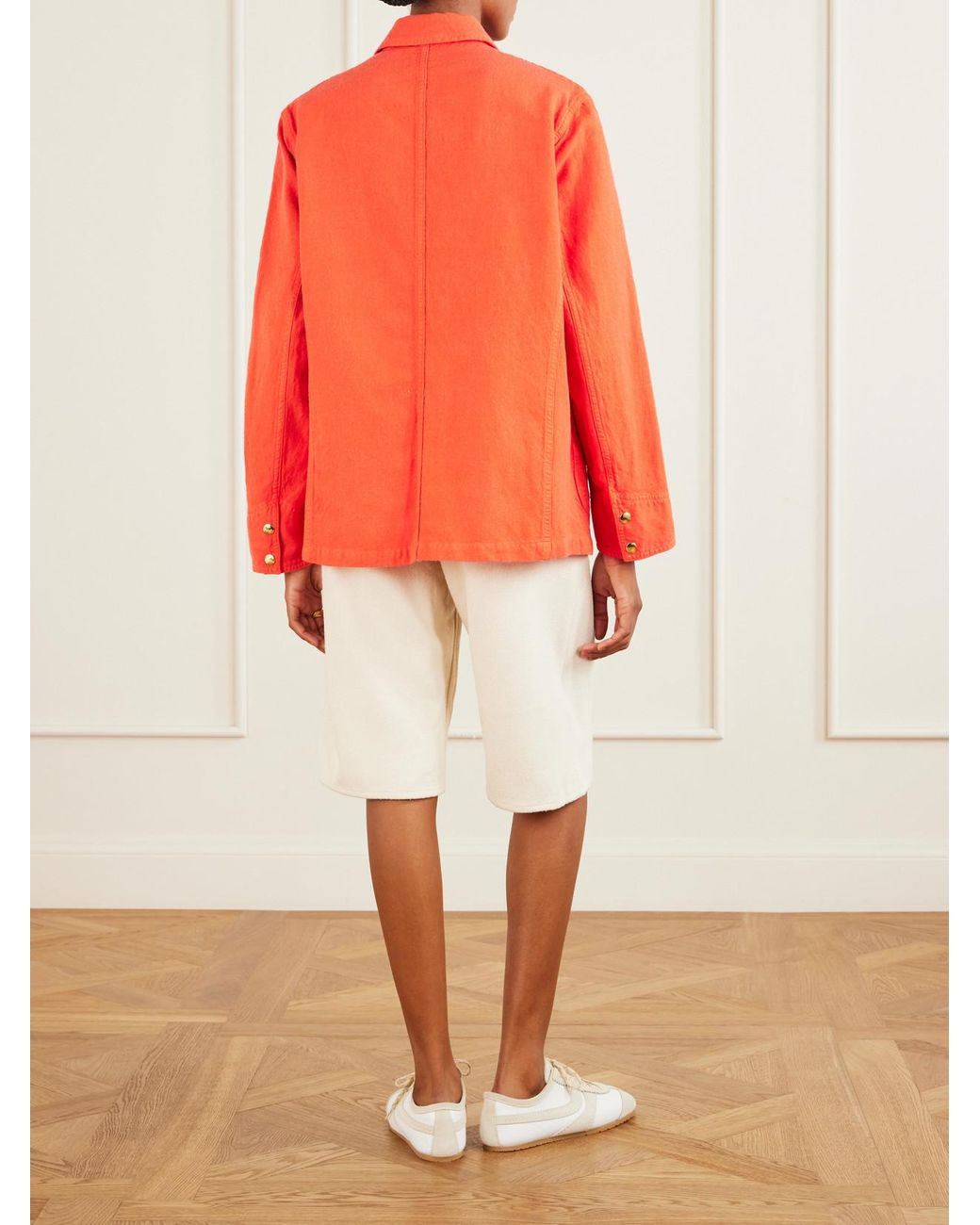 Auralee Orange Wool, Cotton And Linen-Blend Jacket