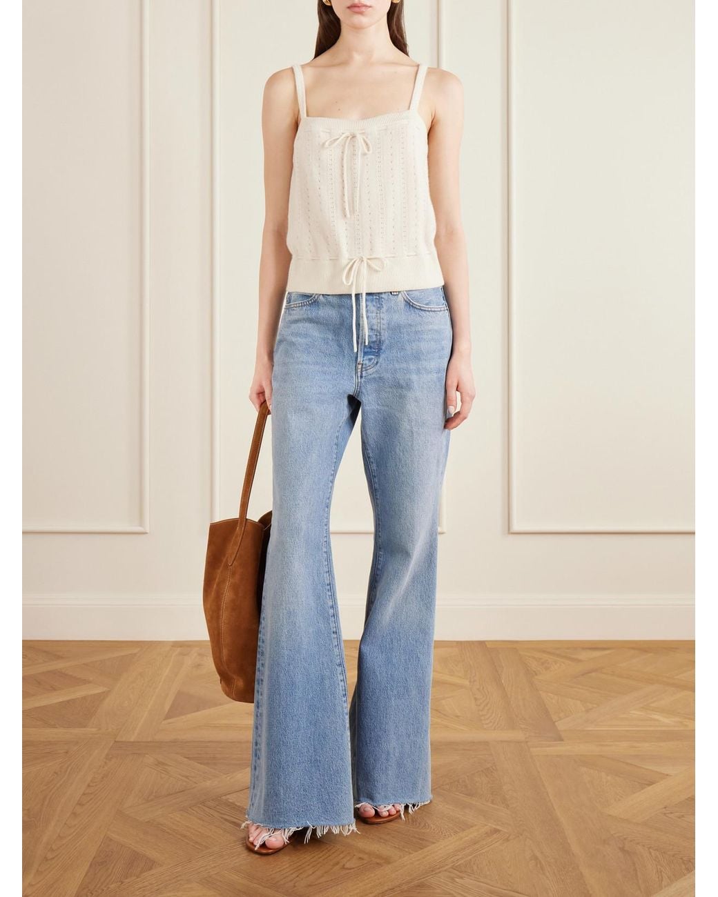 FRAME Natural Charm Knotted Knit Cashmere Tank