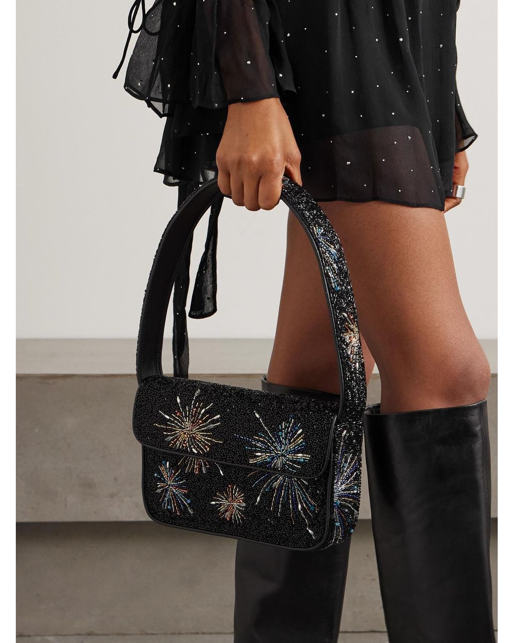 Sac Porté Épaule En Satin À Perles Tommy Staud en coloris Black