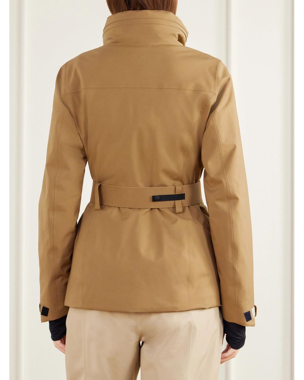 Moncler Natural Hainets Belted Shell Down Ski Jacket