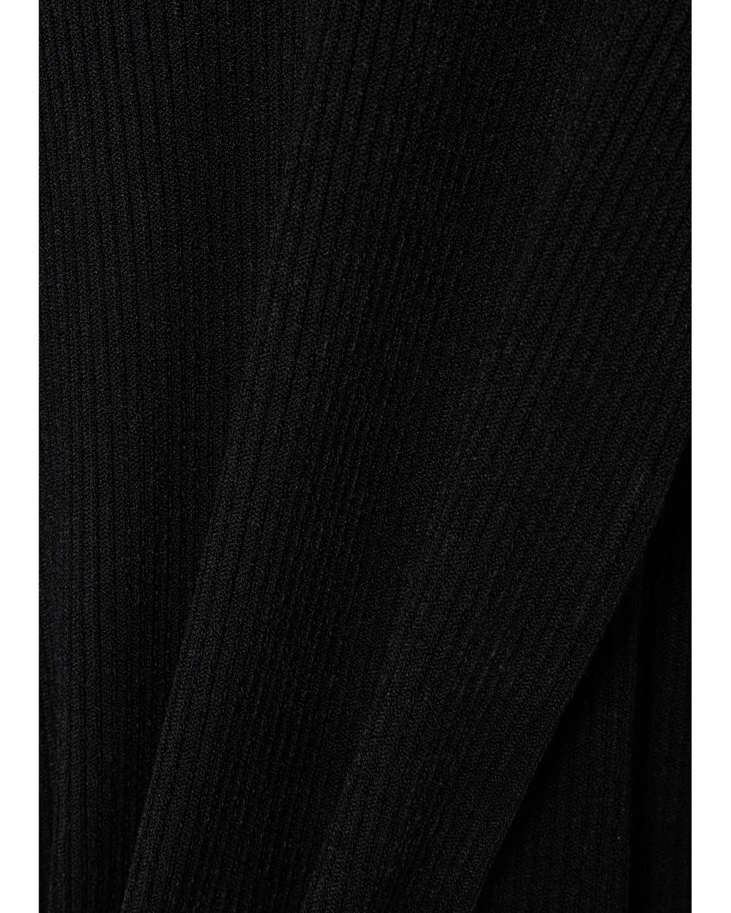 Alaïa Black Hooded Ribbed-Knit Midi Dress